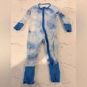 Little Sleepies Zipper Convertible Footie (3-6 mos), blue tie dye